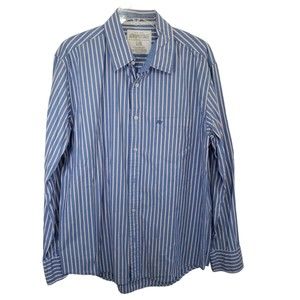 Aeropostale Men's Large Blue Striped Button Down Shirt